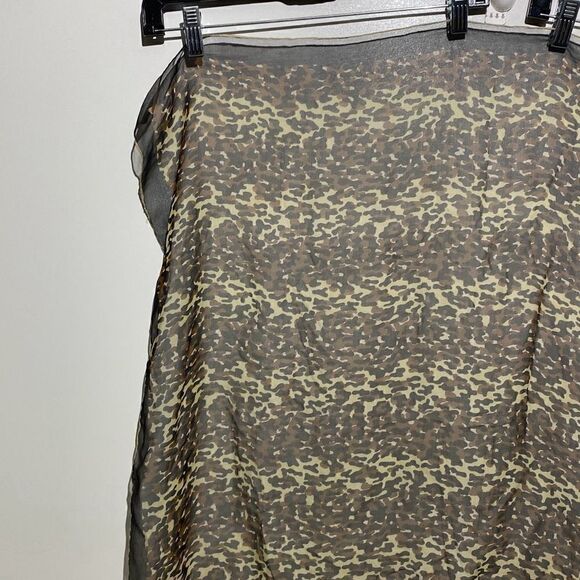 Brown Black Animal Print Rectangular Fashion Sheer Scarf Size 29 x 32 - Picture 2 of 5